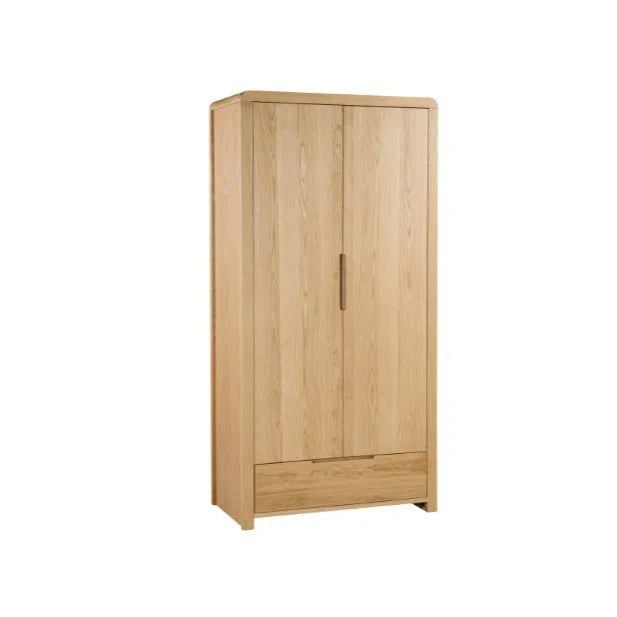 Curve Natural Oak Wood Double Wardrobe